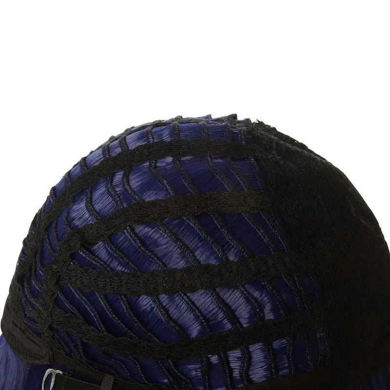 L-email wig Synthetic Hair Marinette Cosplay Wig Dark Blue Double Ponytails Straight Halloween Heat Resistant Women Wigs