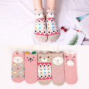5 Pairs/Lot Cotton Women Socks Female Harajuku Casual Boat Cartoon Kawaii Cat Cute Invisiable Funny Girl Ankle Sock Set Gift
