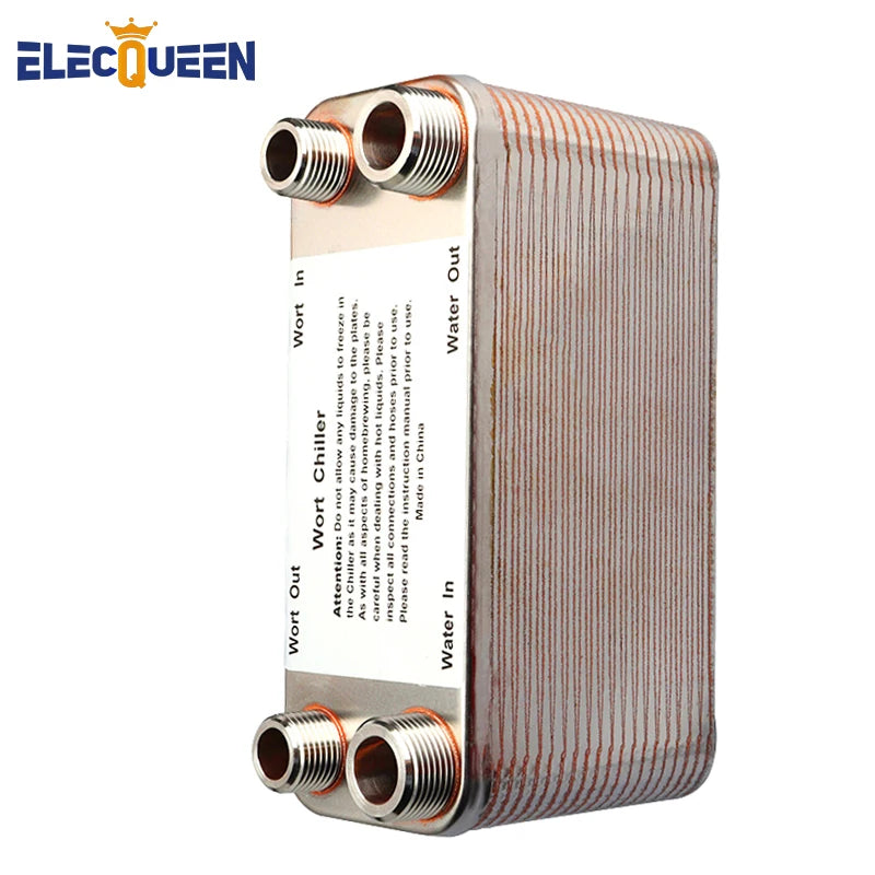 20/30/40 Plates Heat Exchanger Wort Chiller, Stainless Steel Counterflow Chiller Homebrew Beer Cooler Garden Hose Rapid Cooling