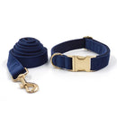 Deep Blue Velvet Personalized Dog Harness Luxury Designer Dog Collar Leash Set Bow Pet Collar with Walking Lead Pet Accessories