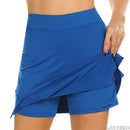 Flarixa Mode Falsche zweiteilige Hakama Rockhose Freizeit Sport Einfarbig A-Linien-Rock Hohe Taille Schmal Tasche Minirock Damen