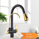 Rozin Filter Water Kitchen Faucet 2 in 1 Antique Brass Pull Out Nozzle Kitchen Purification Crane 2 Ways Swivel Mixer Tap