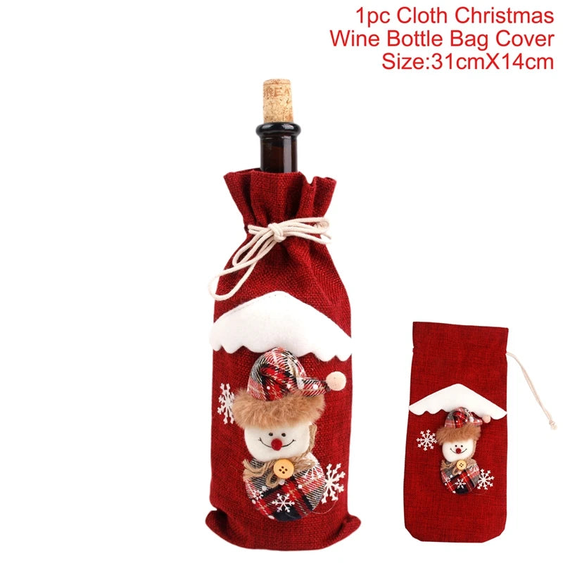 Christmas Wine Bottle Cover Merry Christmas Decorations For Home Christmas Ornament Xmas Table Decor New Year 2025 Navidad Gift