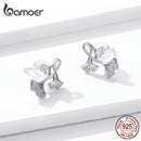 bamoer Silver 925 Design Ginkgo Leaf Stud Earrings for Women Real Sterling Silver Luxury Brand Jewelry Pendiente New BSE328