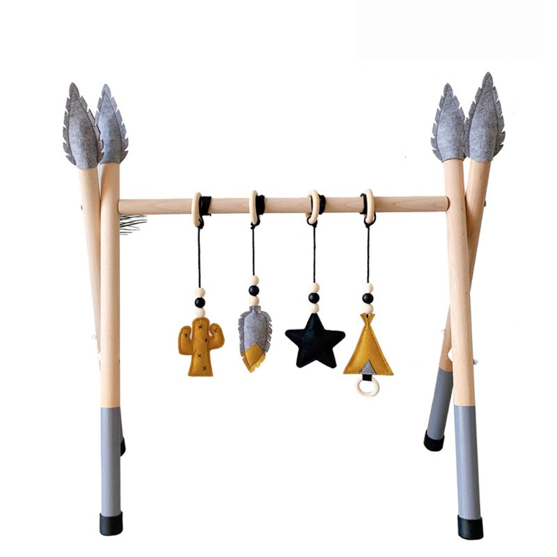 1Set Nordic Style Baby Gym Play Nursery Sensory Ring-pull Toy Wooden Frame Infant Room Toddler Clothes Rack Gift Kids Decor