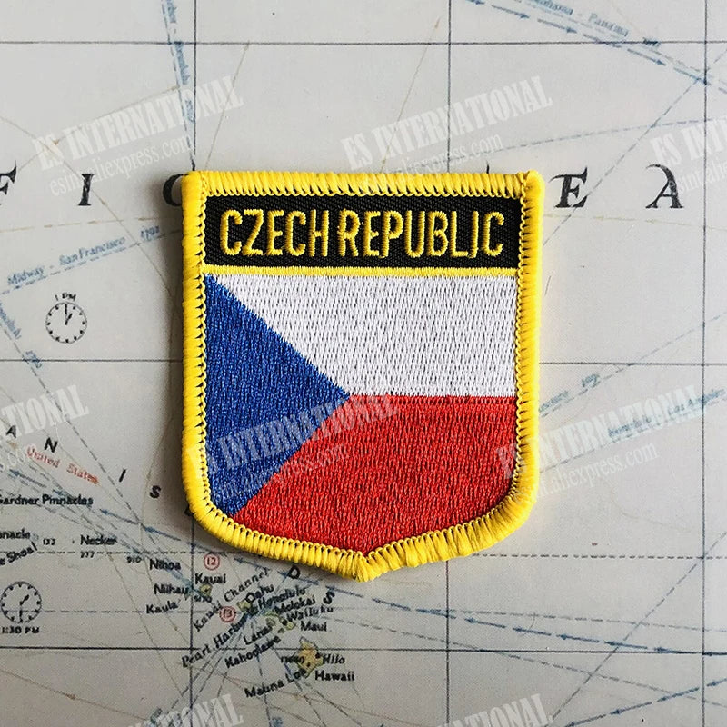 CZECH REPUBLIC National Flag Badges Armband Embroidery Patches Shield And Square Shape   Lapel Pin One Set Cloth Accessories