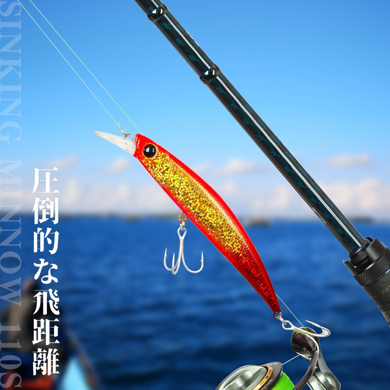 TSURINOYA 110S Long Casting Sinking Minnow Saltwater Fishing Lure DW77 110mm 22g Large Trout Pike River Lake Hard Baits Jerkbait