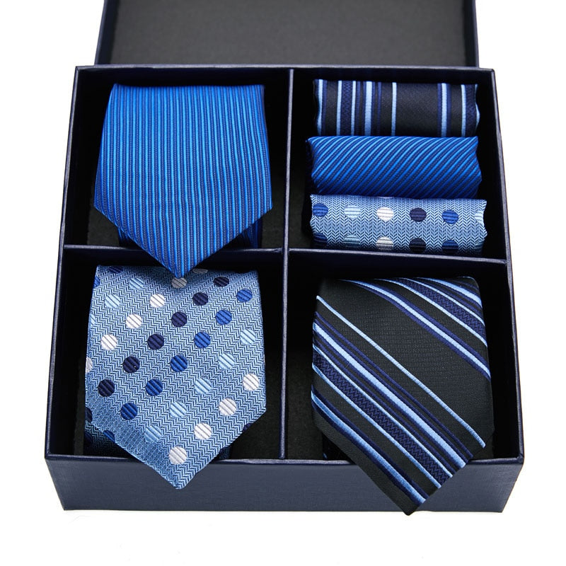 Gift box packing Silk Ties For Men Novelty Hanky  Set 3 Styles  Men&