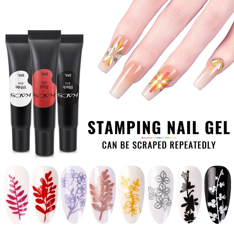 16Pcs/Set Nail Stamping Gel 8Ml Stamp Print Oil Soak Off Nail Art UV Gel Polish for Nail Art Stamping Plate Manicure Accessories