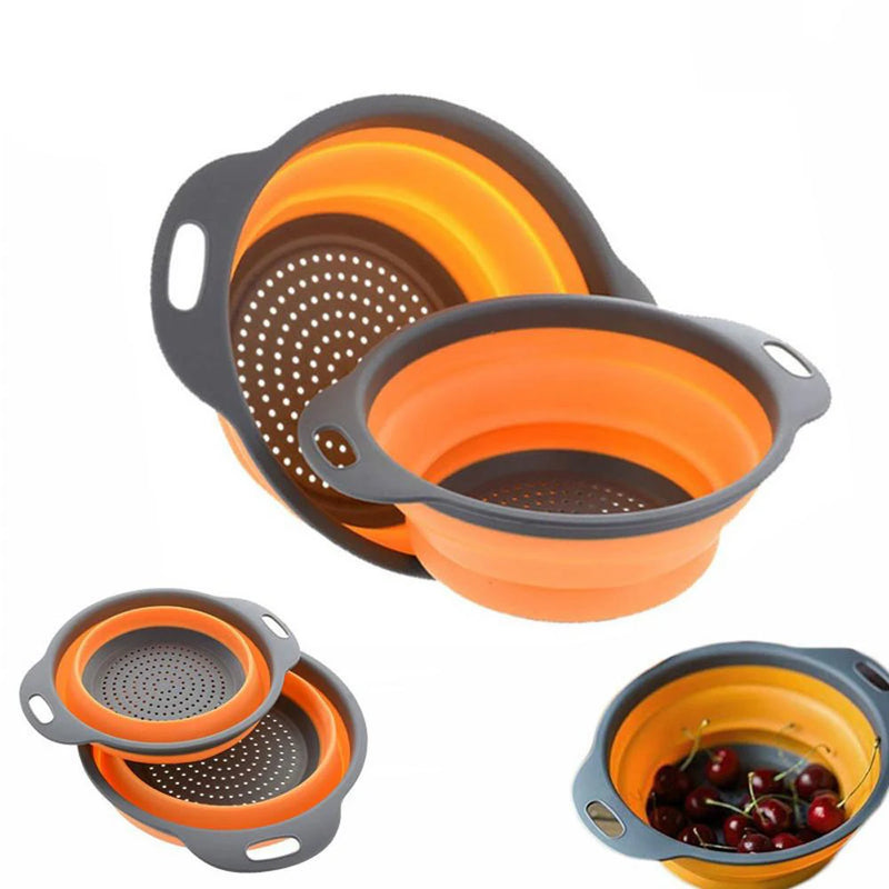 Silicone Folding Drain Basket Creative Retractable Silicone Fruit Vegetable Colander Kitchen Storage Gadgets