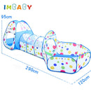IMBABY Spielzeugzelt Indoor-Bällebad 3-in-1 Kinderzelt Faltbarer Krabbeltunnel Outdoor-Campingzelt Kinderzimmer-Haus