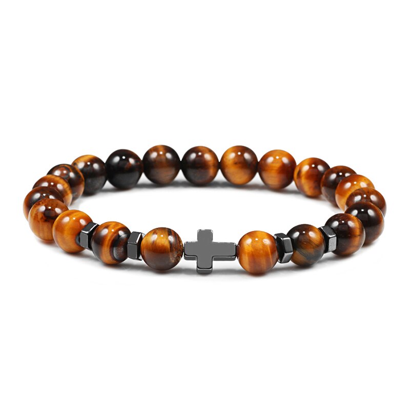 Tiger Eye Beaded Bracelets Bangles Men Braided Rope Healing Balance Yoga Charm Women Natural Stone Buddha Bracelet Adjustable