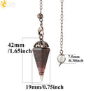 CSJA Reiki Natural Chip Stone Pendulum Antique Copper Chain Hexagon Cone Resin Pendant for Dowsing Divination Wicca Pendule G321