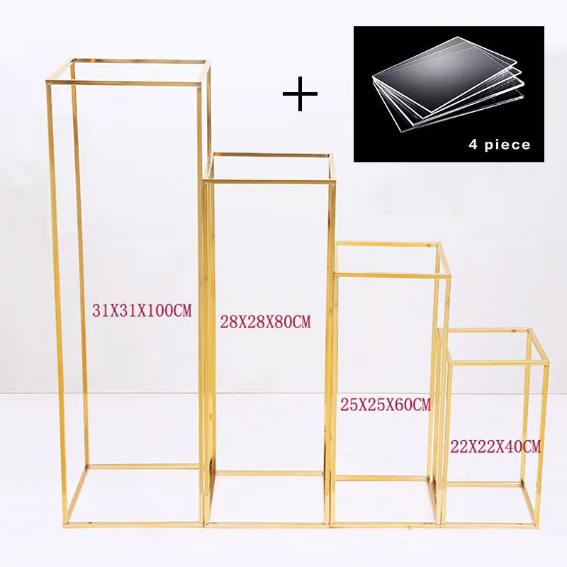 4pcs/set Metal Plant Stands Wedding Party Decoration Road lead Flower stand T-stage decor