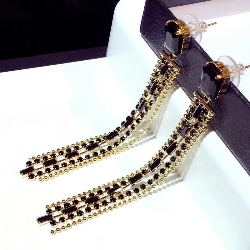 Delicate Black Tassel Long Earrings For Women Etrendy New Jewelry Delicate Drop Earrings Gifts