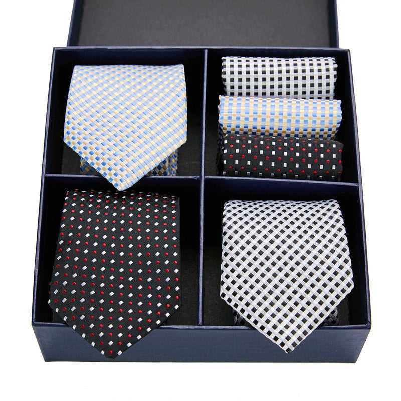 Gift box packing Silk Ties For Men Novelty Hanky  Set 3 Styles  Men&