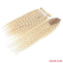 Synthetische Fake-Haarverlängerungen Afro Kinky Curly Hair Bundles mit Verschluss Ombre Golden 30 Zoll Weiches Super Langes Wellenhaar
