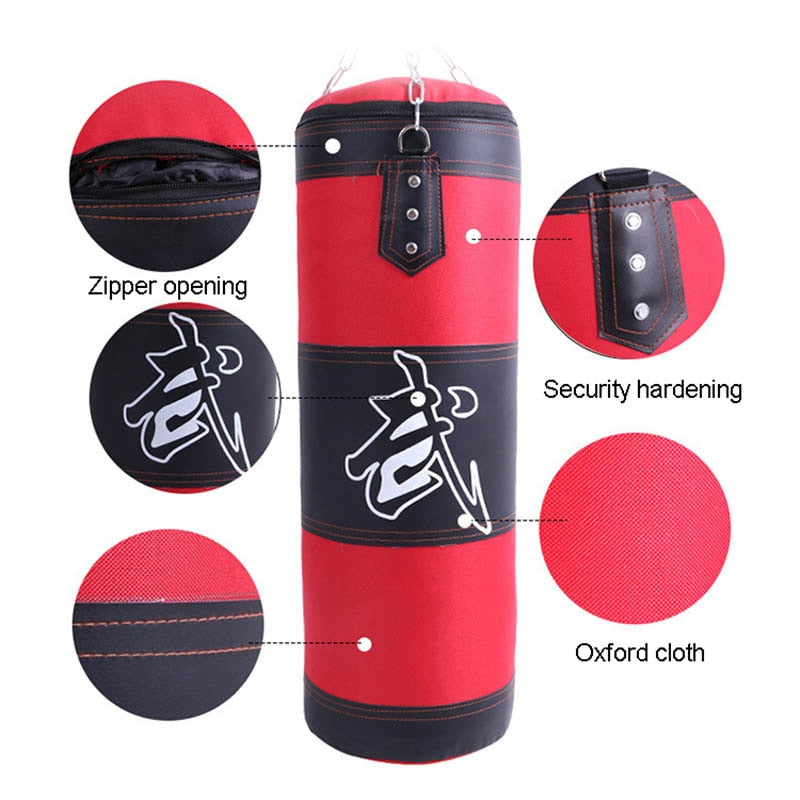 60cm 80cm 100cm 120cm Empty Boxing Punching Bag Hanging Kick Sandbag Boxing Training Fight Karate Sandbag with Glove Wrist Guard