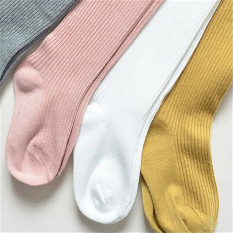 Lawadka Spring Autumn Children Tights For Girls Cotton Knitted Kid's Girls Pantyhose Solid Soft Baby Leggings White Black Tight