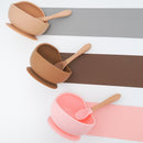 Neue Farben Fütterset Lebensmittelechtes Silikon Baby Schüssel Set Rutschfeste Saugnapfschale Löffel Kindergeschirr BPA-freies Geschirr Dropship