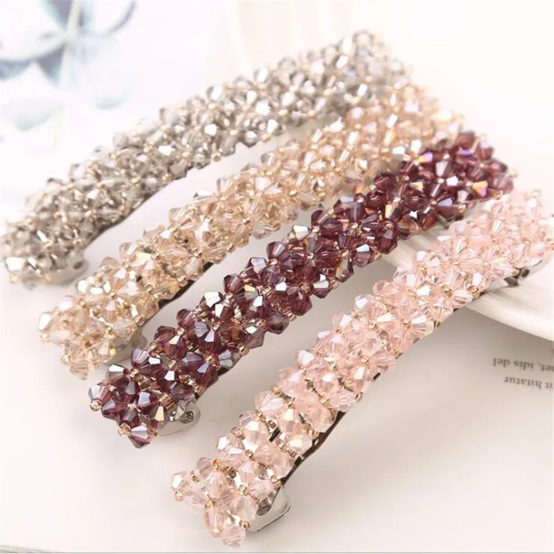 1pcs Women Girl Korean Crystal Elegant Crystal Pearl Hair Clip Barrettes Hairgrips Hair Pin Hair Accessories Styling Tools