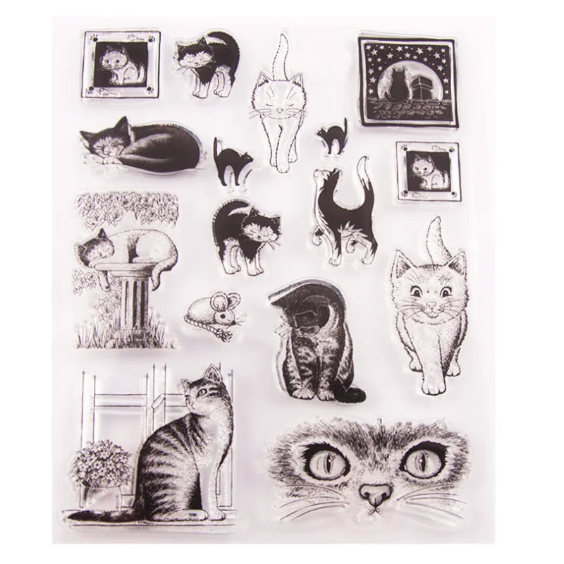 Meet Huang Sport cat Clear Stamps New 2020 Stamps for Scrapbooking Transparent Rubber Seal Stamp for Card Making