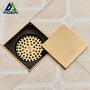 Rozin Brushed Gold Floor Drains 10*10cm Invisible Bathroom Floor Drain Matte Black Square Shower Deodorant Waste Drain Strainer