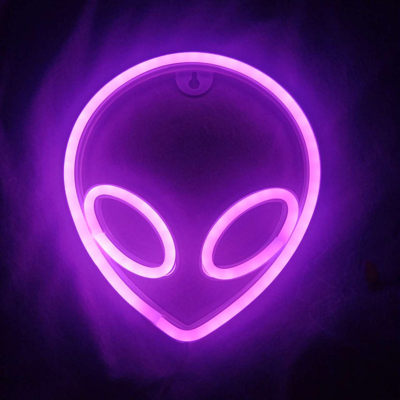 Neon Sign Alien Face Shaped Wall Hanging Lights for Home Children&