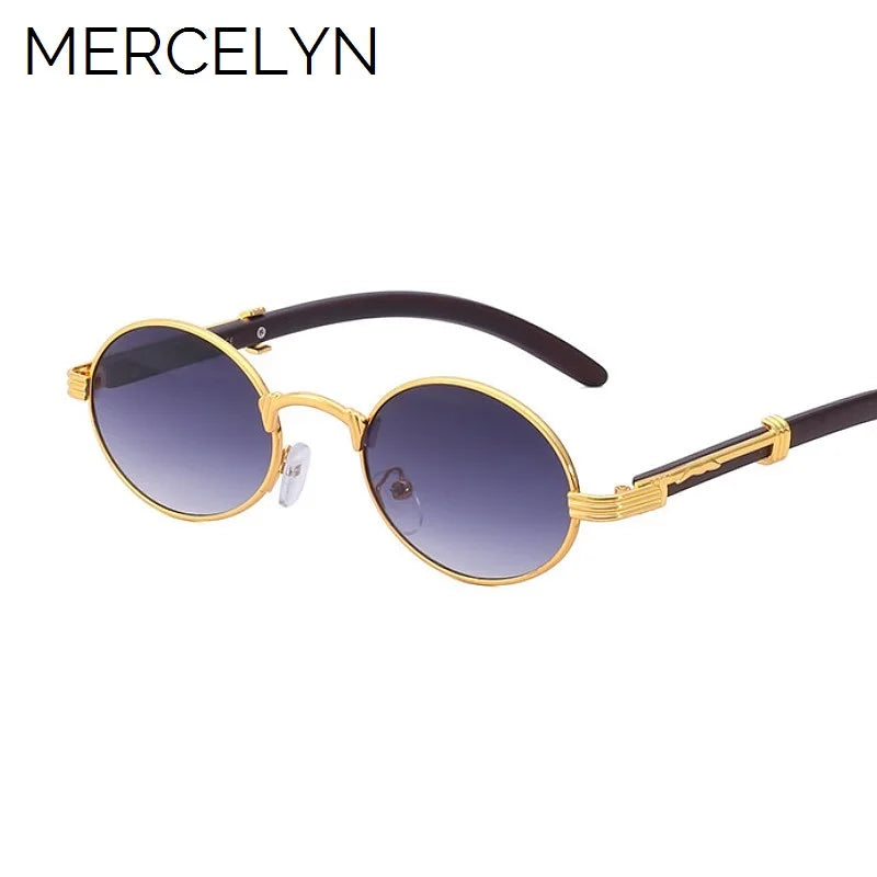 Round Vintage Steampunk Sunglasses for Women Luxury Brand Wood Fashion Glasses Shades