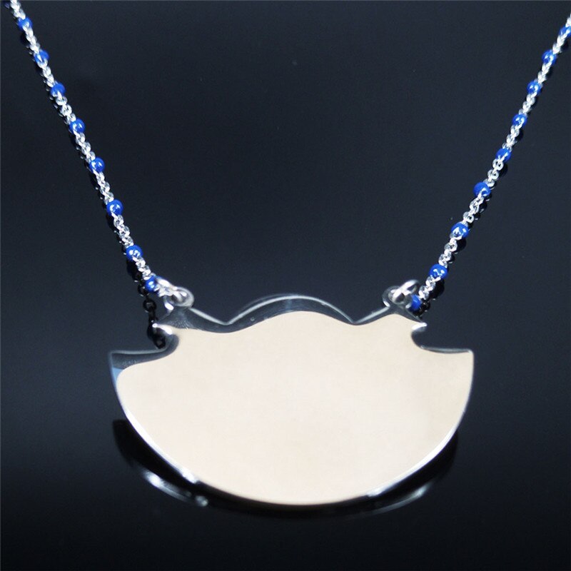 AFAWA Phoenix Bird Stainless Steel Necklace Women Blue Color Natural Stone Statement Necklace Jewelry collar mujer N3312S02