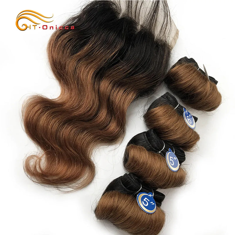Indian Hair Bundles With Closure Transparent Closure With Bundles Loose Wave Bundles With Closure Weave Short Hair Extensions