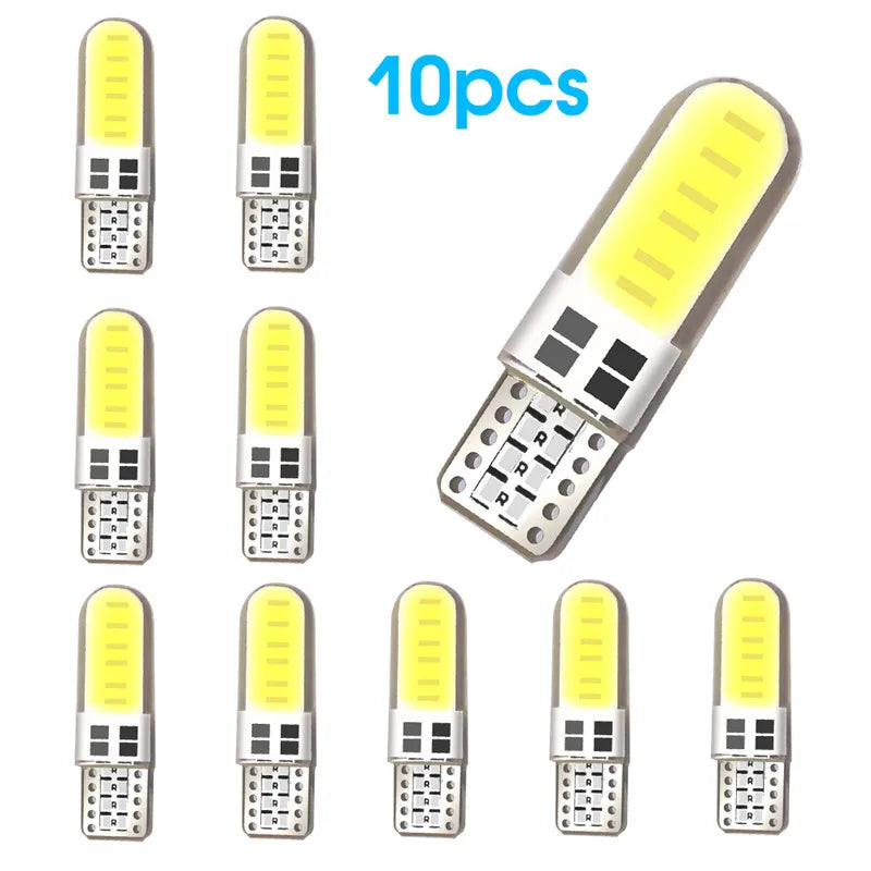 10PCS LED Car Interior Light COB Marker Lamp T10 W5W 12V 168 194 501 Side Wedge Parking Bulb Canbus Auto For Lada Car Styling