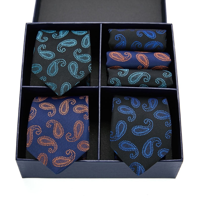 Gift box packing Silk Ties For Men Novelty Hanky  Set 3 Styles  Men&