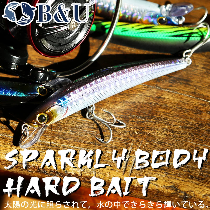 B&U 50/70/90/110/130mm hot model fishing lures hard bait 9color for choose sinking minnow quality professional minnow depth0.5m