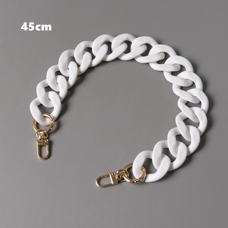 New Fashion Woman Handbag Accessory Chain Black White Green Resin Chain Luxury Frosted Strap Women Clutch Shoulder Purse Chain