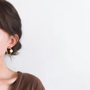 Brass With 18K Gold Natural Malachite Drop Earrings  Women  Jewelry Punk Party Gown  Runway  Korean Japan INS Fashion