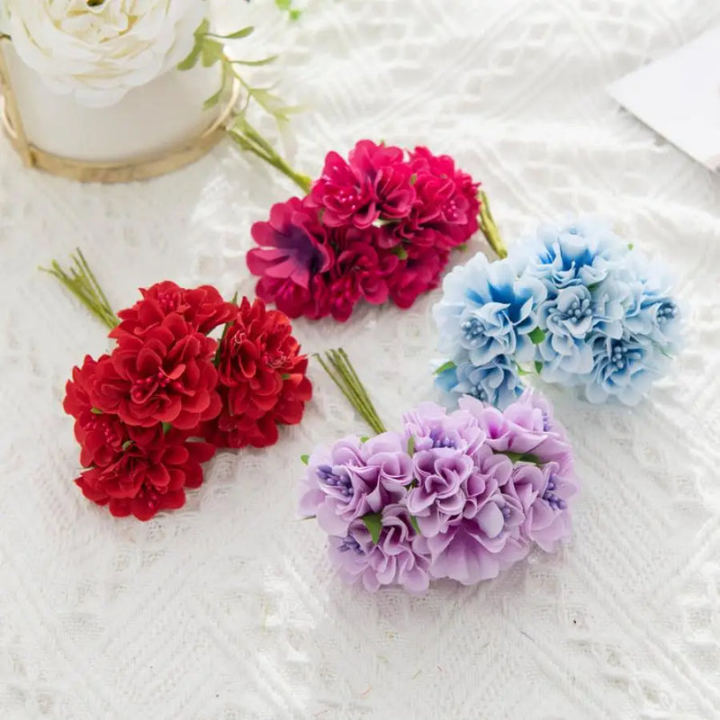 60PCS Artificial Flowers Mini Bouquet Stamen Wedding Party Christmas Decorations for Home DIY Handmade Wreaths Craft Fake Plants