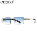 Fashion Rimless Rectangular Sunglasses Ladies Men Well-Known Designer Sunglasses Alloy Glasses Gradient Color Lens Glasses UV400