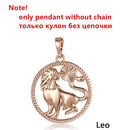Zodiac Sign 12 Constellation Pendant Necklace 585 Rose Gold Color Horoscope Necklace Mens Chain Gift Fashion Jewelry GPM21