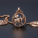 Zodiac Sign 12 Constellation Pendant Necklace 585 Rose Gold Color Horoscope Necklace Mens Chain Gift Fashion Jewelry GPM21