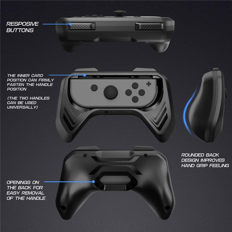 Grip For Nintendo Switch Mumba Joy-Con, 2-Pack Switch Controller Grip Handle Kit for Nintendo Switch Joy-Con (Black)