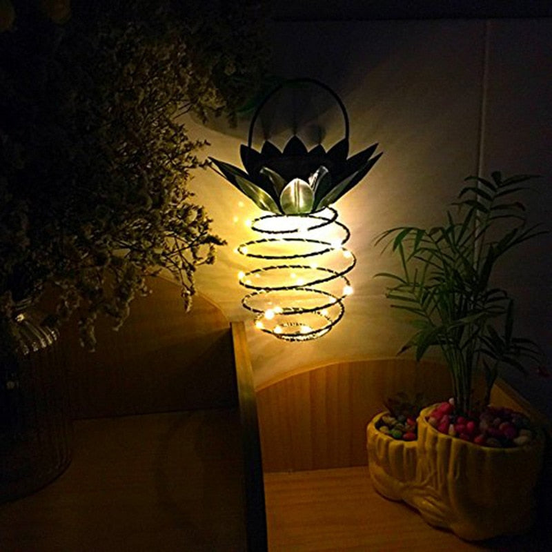 LED Light Night Pineapple Shape Solar Lights Garden Lights Hanging Waterproof Wall Lamp Fairy Night Lights Art Home Decoration