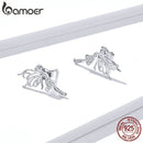 bamoer Silver 925 Jewelry Dancing Fairy with Wings Stud Earrings for Women Hypoallergenic Ear Pins Gifts for Kids BSE338