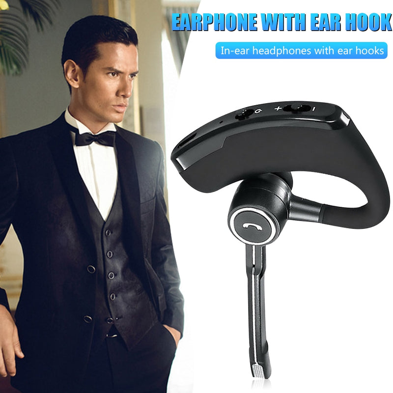 V8S USB Powered Bluetooth-compatible Earphones with Ear Hook Noise Reduction Business Wireless Hands Free Headset with Micphone