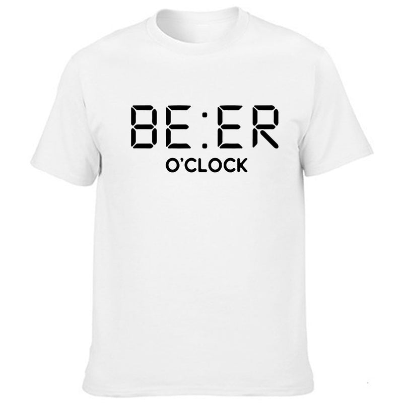 Men T Shirt Funny BEER OCLOCK Print Short Sleeve Tee Shirts Cool Summer Clothes Male Round Neck Streetwear Harajuku Graphic Tees