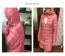 Women Ultra Lightweight Packable Long Puffer Jacket 2023 New Autumn Winter Warm Hat Detachable Hooded Female Coat Parka 5XL 7XL