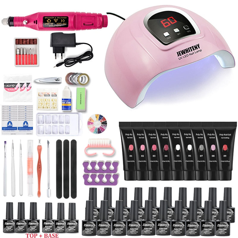 Nail Set 114W/54W UV LED Nail Lamp Dryer 20000RPM Machine Polish Nail Drill And Nail Extension Crystal Paste Nail Art Kit