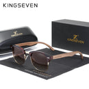KINGSEVEN Handmade 2022 Black Walnut Wooden Sunglasses Men Polarized UV400 Protection Semi-Rimless Retro Eyewear Women Oculos