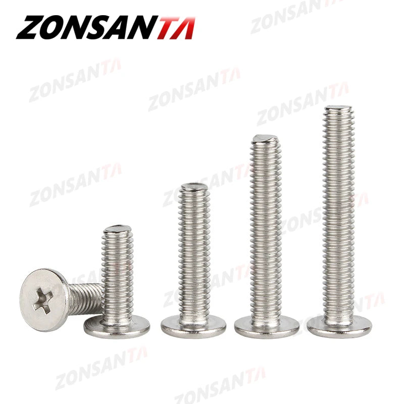 ZONSANTA M2 M2.5 M3 M4 M5 M6 304 Stainless Steel Cross Phillips Ultra Thin Super Flat Wafer Head Screw notebook  Laptop Bolt