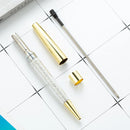 1 Pieces Lytwtw's Crystal Ballpoint Pen Stationery Office School Supply Spinning Metal High Quality Luxury Roller Rose Gold